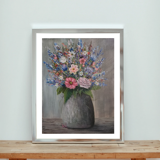 Colorful Bouquet in Pottery - Print