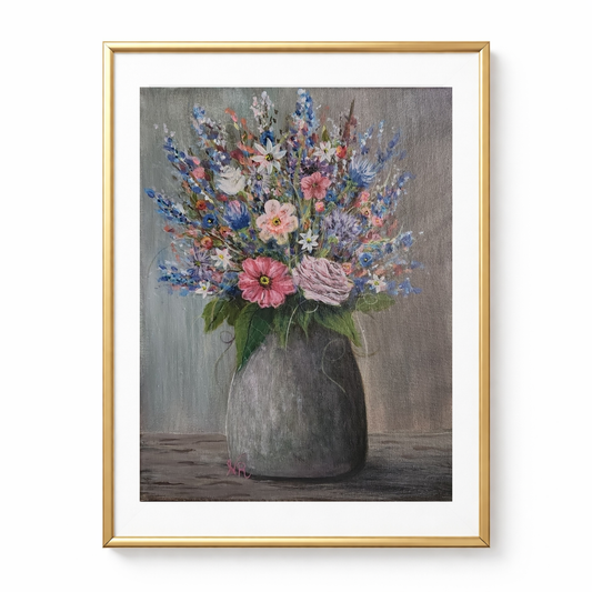 Colorful Bouquet in Pottery - Print