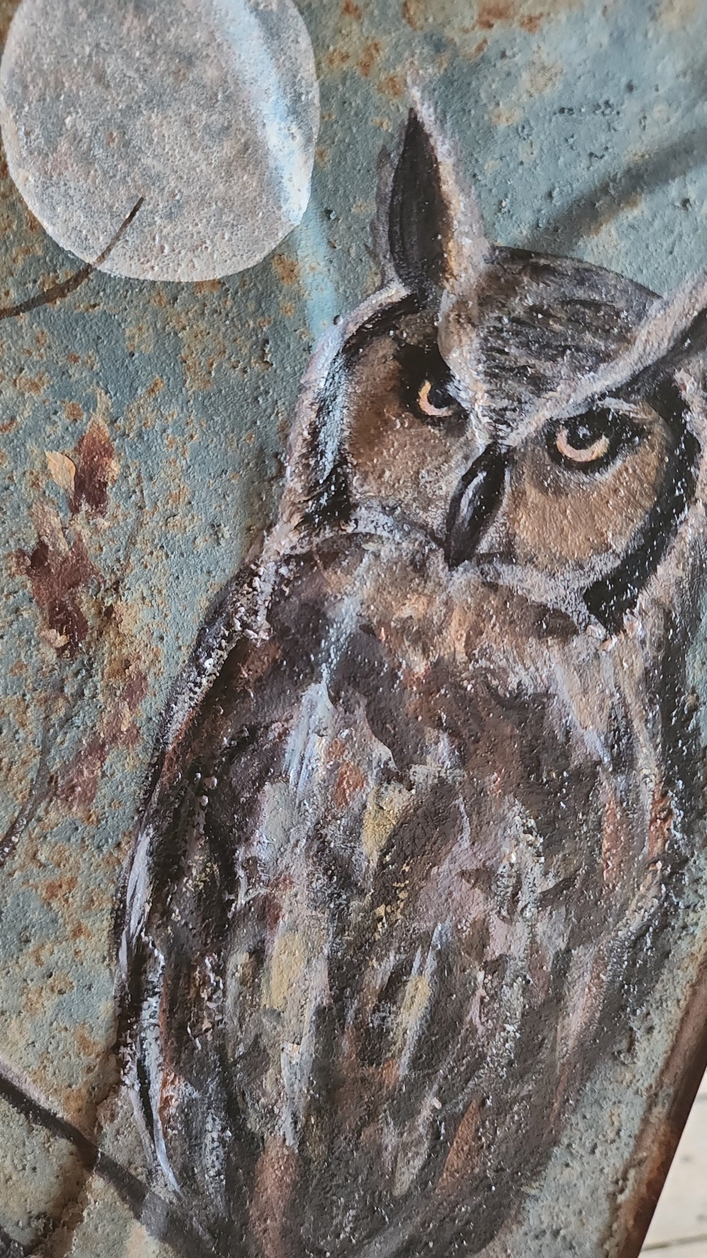 The Watcher | Original Painting on Vintage Tin