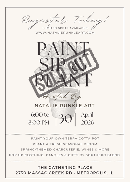 Paint, Sip & Plant Event hosted by Natalie Runkle Art